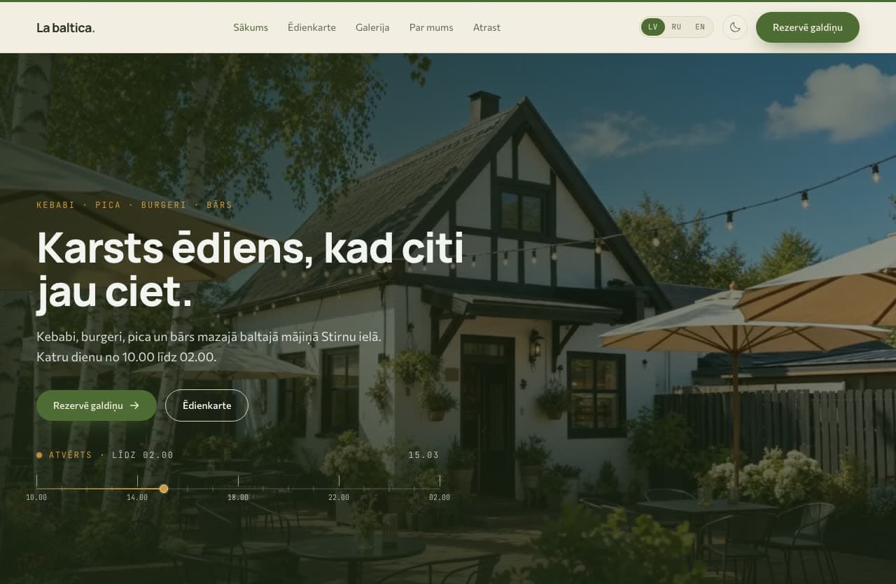 Screenshot of the La Baltica website